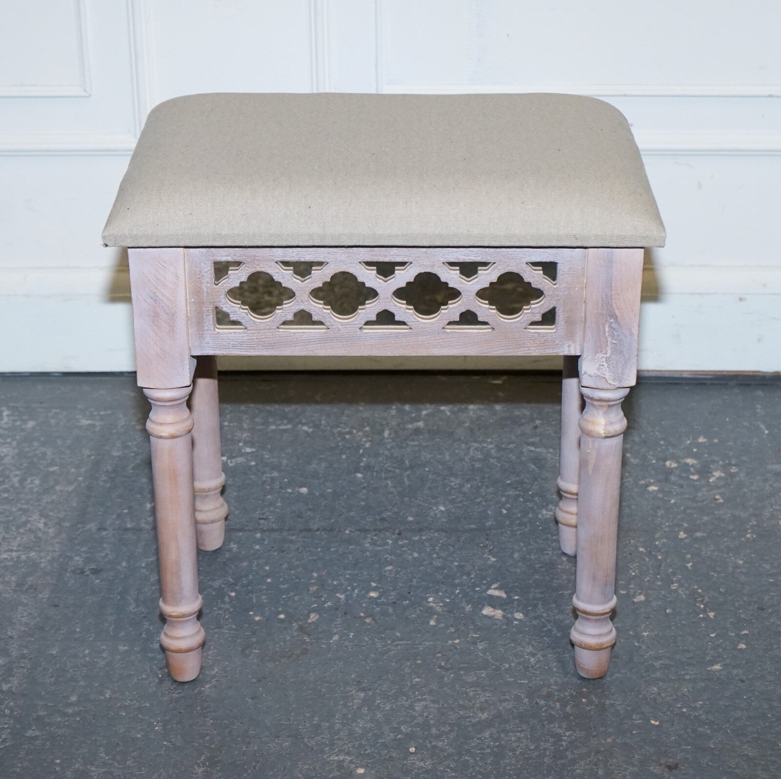 PAINTED MIRRORED PINK VANITY STOOL WiTH CREAM FABRIC DRESSING TABLE AVAILABLE