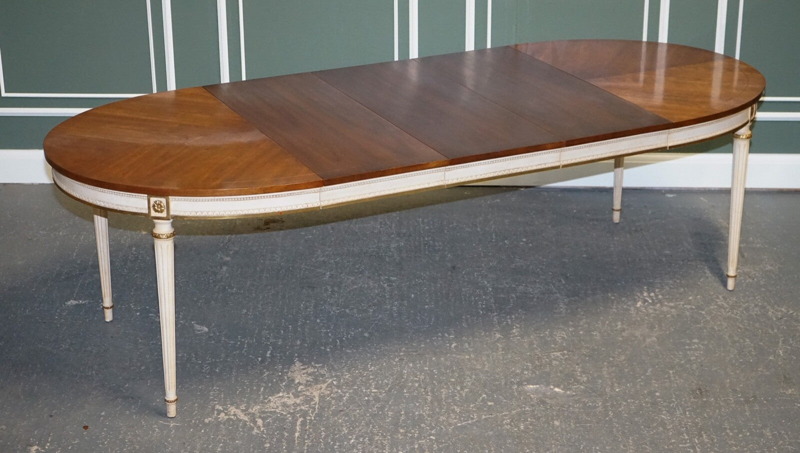 KINDEL FURNITURE CHERRYWOOD & HANDPAINTED GILDWOOD EXTENDABLE DINING TABLE