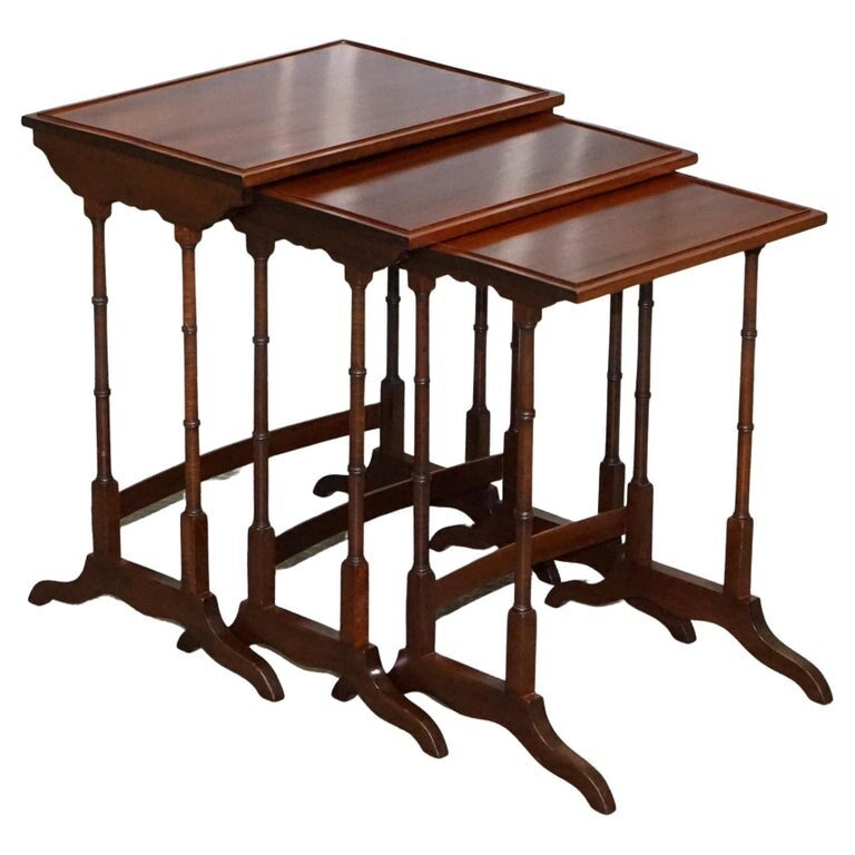 GEORGIAN NEST OF FOUR NESTING TABLES SIDE TABLES WITH BAMBOO LEGS