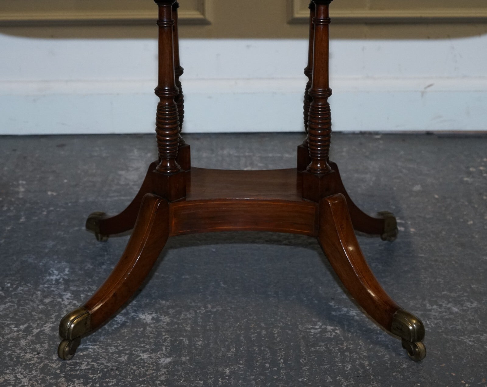 FULLY RESTORED GEORGIAN GAMES CARD FOLDING TABLE ON ORIGINAL BRASS CASTORS
