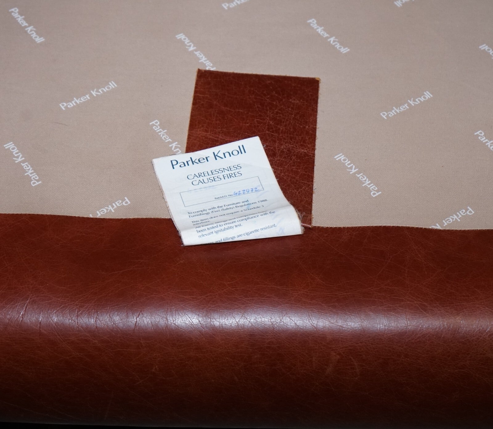 VINTAGE BROWN LEATHER TWO SEATER PARKER KNOLL SOFA