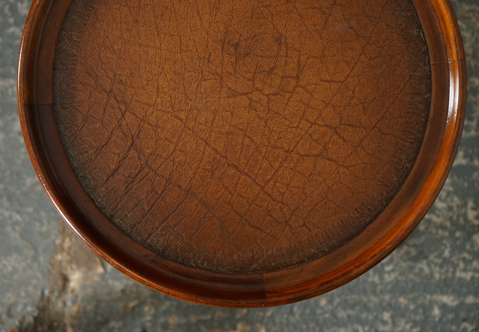 VINTAGE THEODORE ALEXANDER BROWN LEATHER TOP SIDE END WINE TABLE