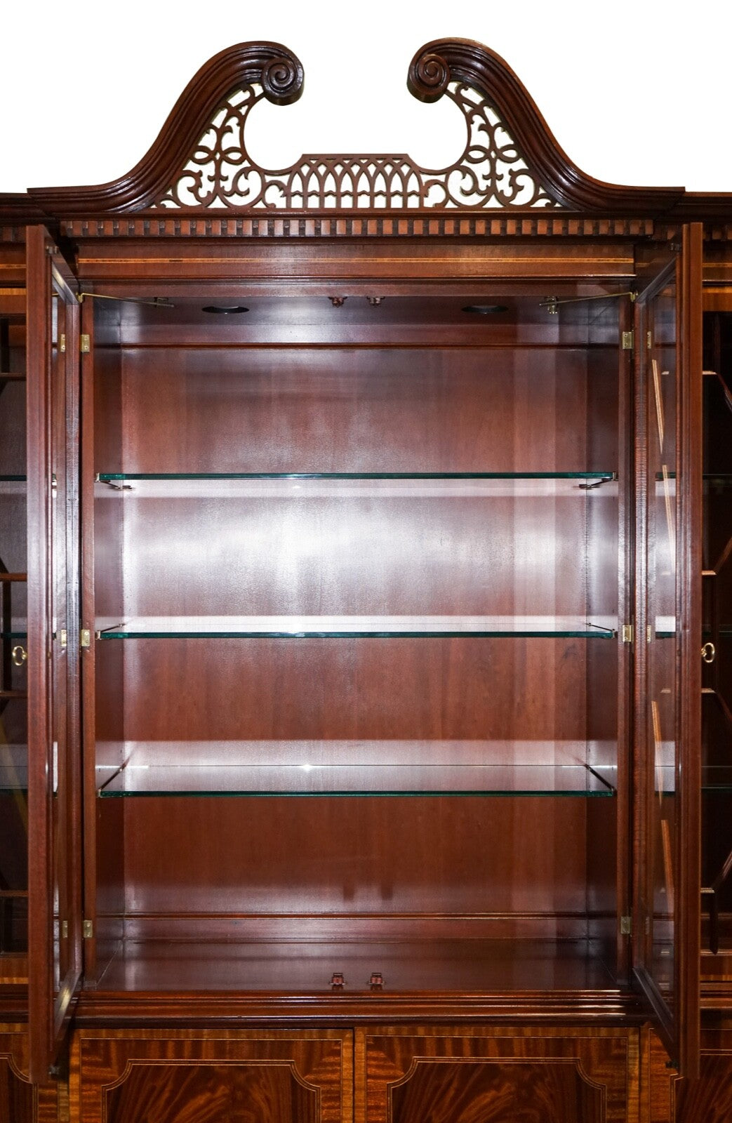 LARGE GEORGIAN STYLE MAHOGANY BREAKFRONT BOOKCASE COUNCILL FURNITURE