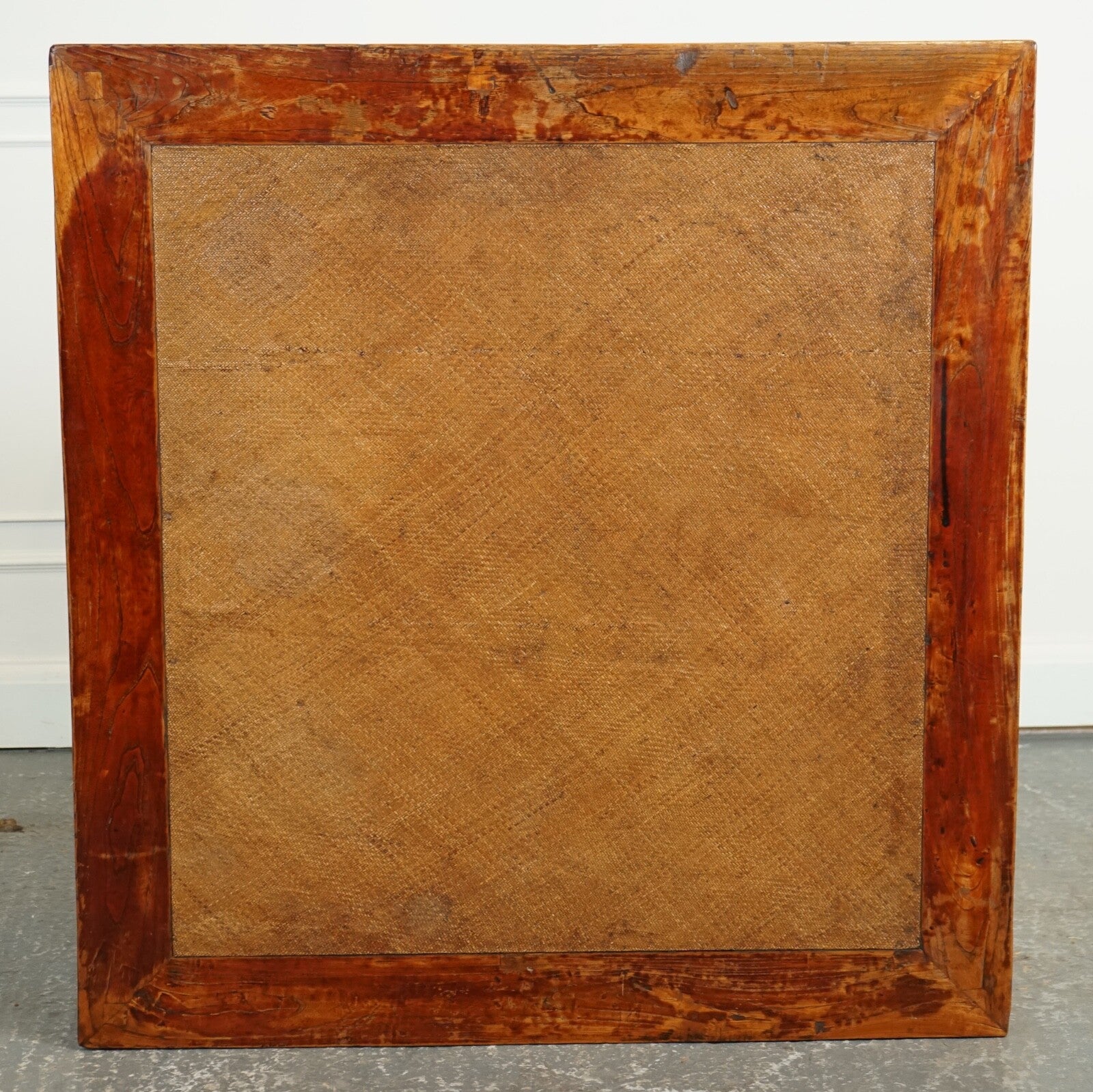 LARGE ANTIQUE CHINESE OPIUM COFFEE TABLE WITH CANE INSET TOP J1