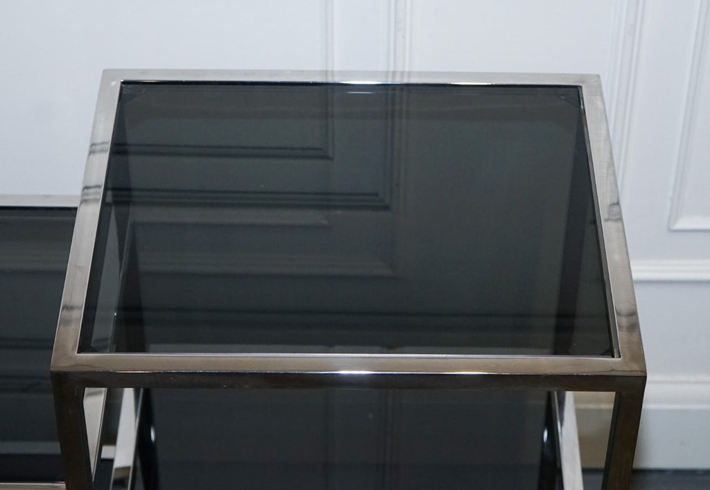 SHOWROOM CASA PADRINO SMOKED GLASS POLiSHED STAINLESS STEEL CONSOLE TABLE