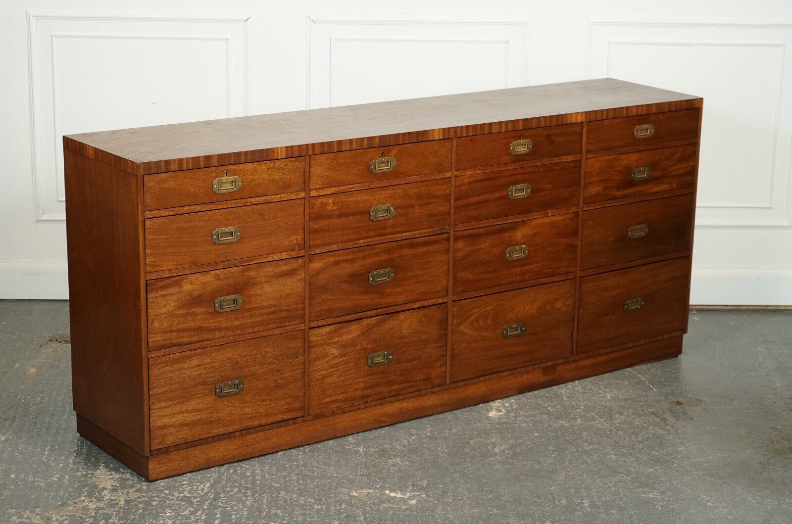 RARE ANTIQUE MILITARY CAMPAIGN MERCHANTS COUNTER SIDEBOARD GRADUATED DRAWERS