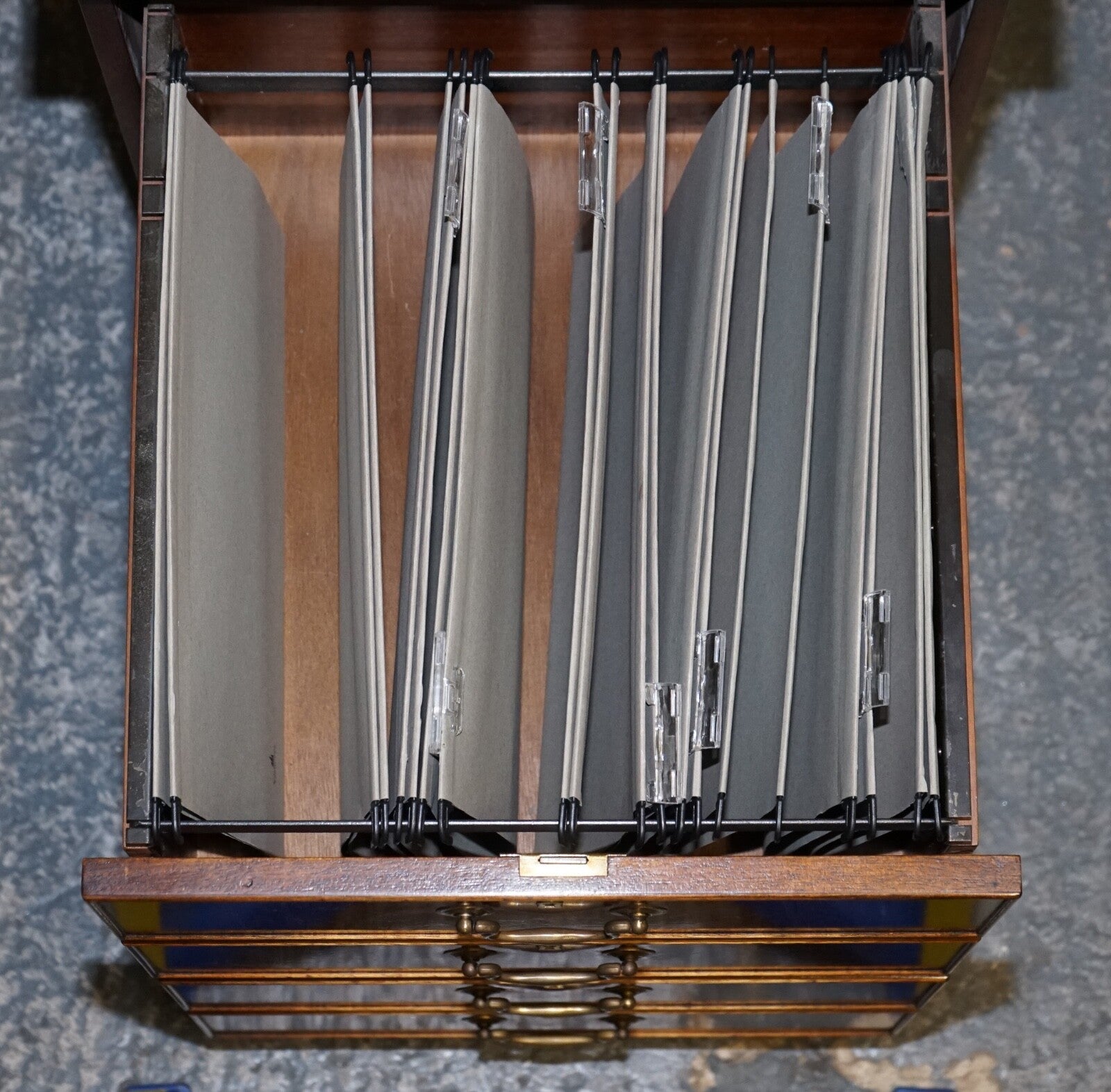 BEVAN FUNNELL FILLING CABINET RARE SAGE BLUE LEATHER VARIOUS SIZE FOLDERS