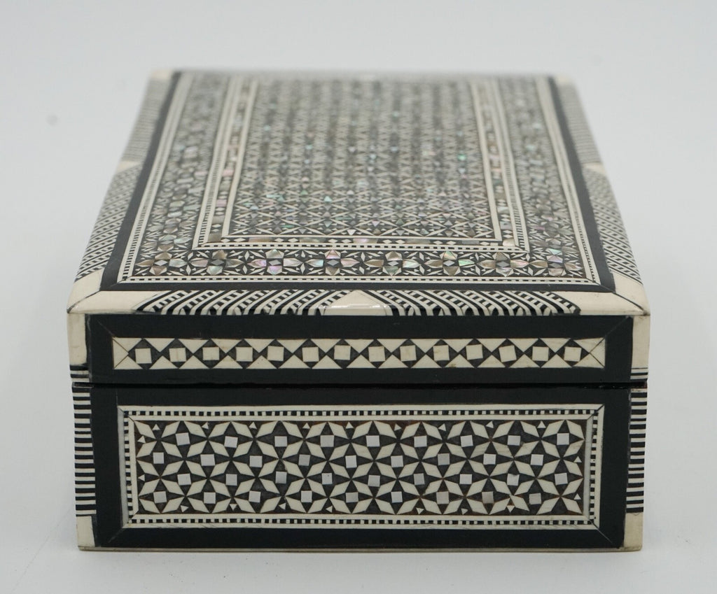 MOORISH MICRO MOSAIC INLAID MOTHER OF PEARL TRINKET JEWELLERY STORAGE BOX