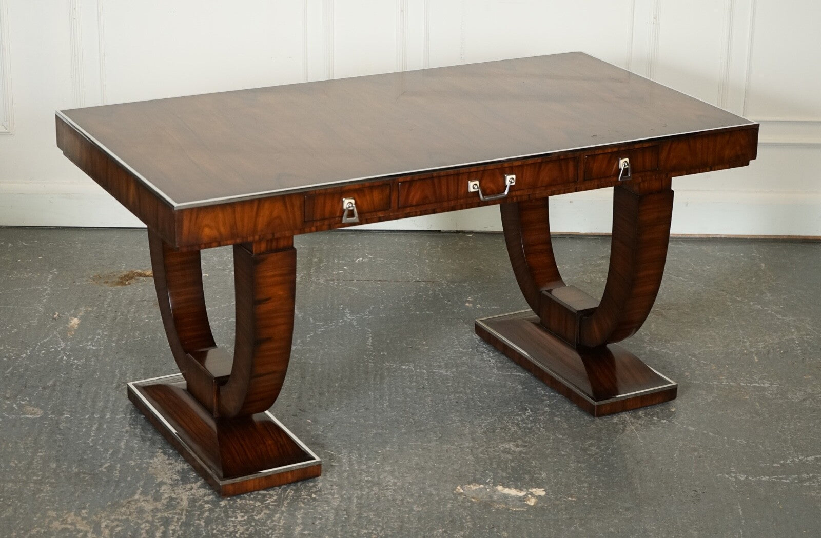 RARE THEODORE ALEXANDER ART DECO STYLE OFFICE DOUBLE SIDED DRAWERS DESK