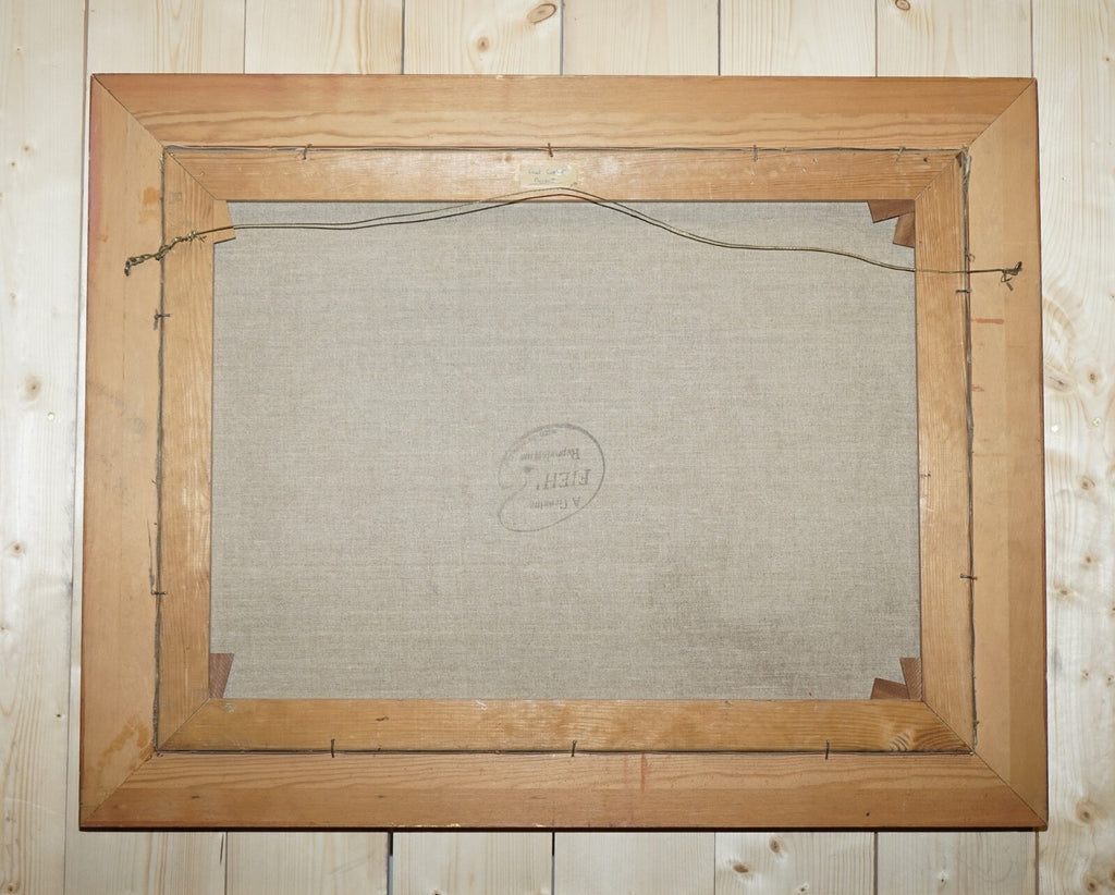 OIL PAINTING IN MANNER OF F.M.  BENNETT ''GREAT CONTENT' RED AND GOLD FRAME