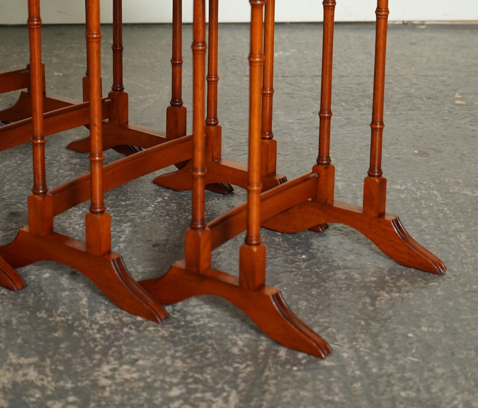 BEVAN FUNNELL YEW WOOD FAUX BAMBOO NEST OF FOUR TABLES