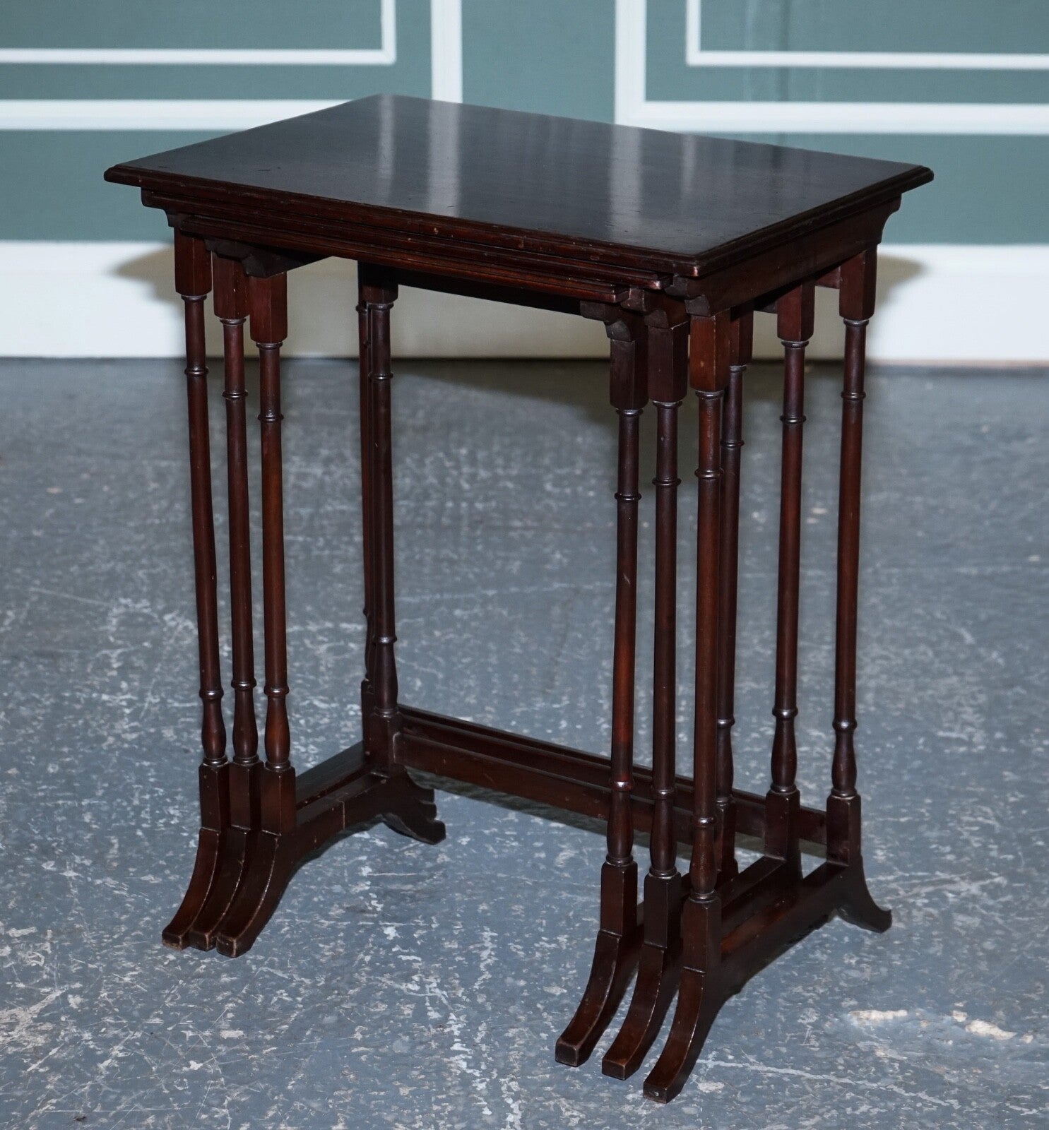 VICTORIAN NEST OF THREE NESTING TABLES SIDE TABLES WITH BAMBOO LEGS
