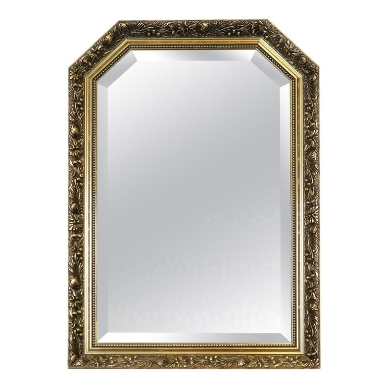 VINTAGE GOLD ORNATE WALL MIRROR LOVELY CARVED DETAILS J1