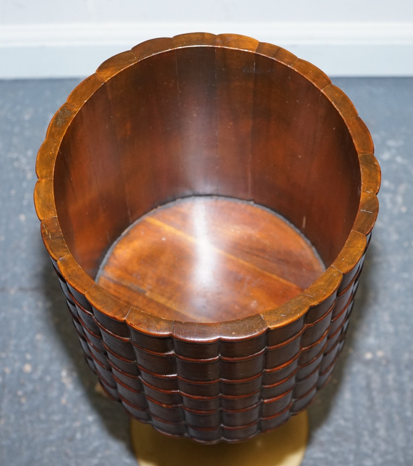 VINTAGE THEODORE ALEXANDER LEATHER FAUX BOOK WASTE BASKET OFFICE BIN