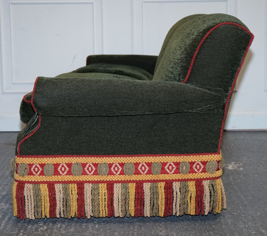 PETER DUDGEON BRITISH HANDMADE GREEN FABRIC HOWARD STYLE 3 SEATER SOFA RRP£12000