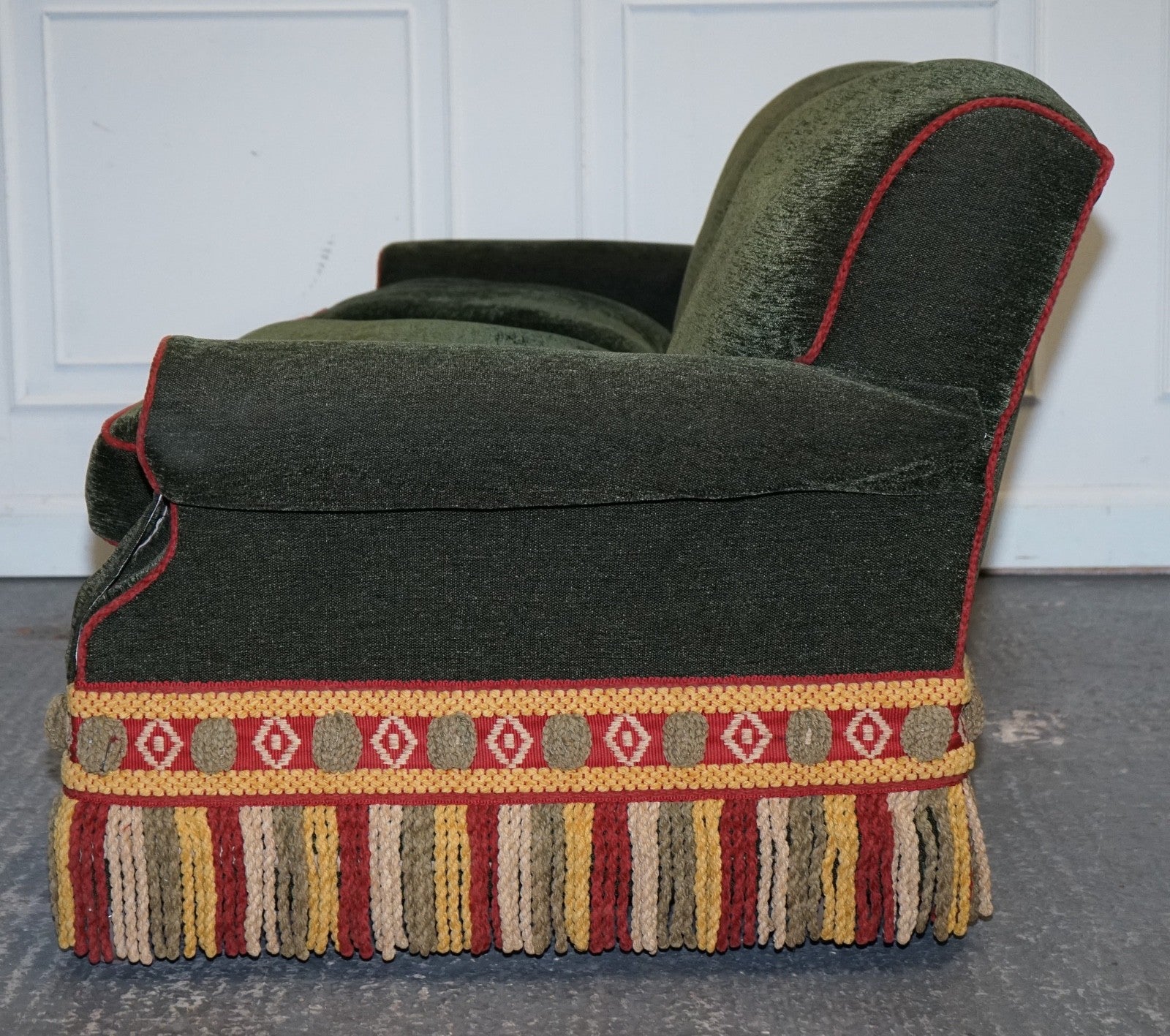 PETER DUDGEON BRITISH HANDMADE GREEN FABRIC HOWARD STYLE 3 SEATER SOFA RRP£12000