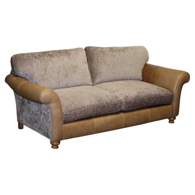 VINTAGE ALEXANDER & JAMES BLAKE 3 SEATER LEATHER & FABRIC SOFA RRP £2,240