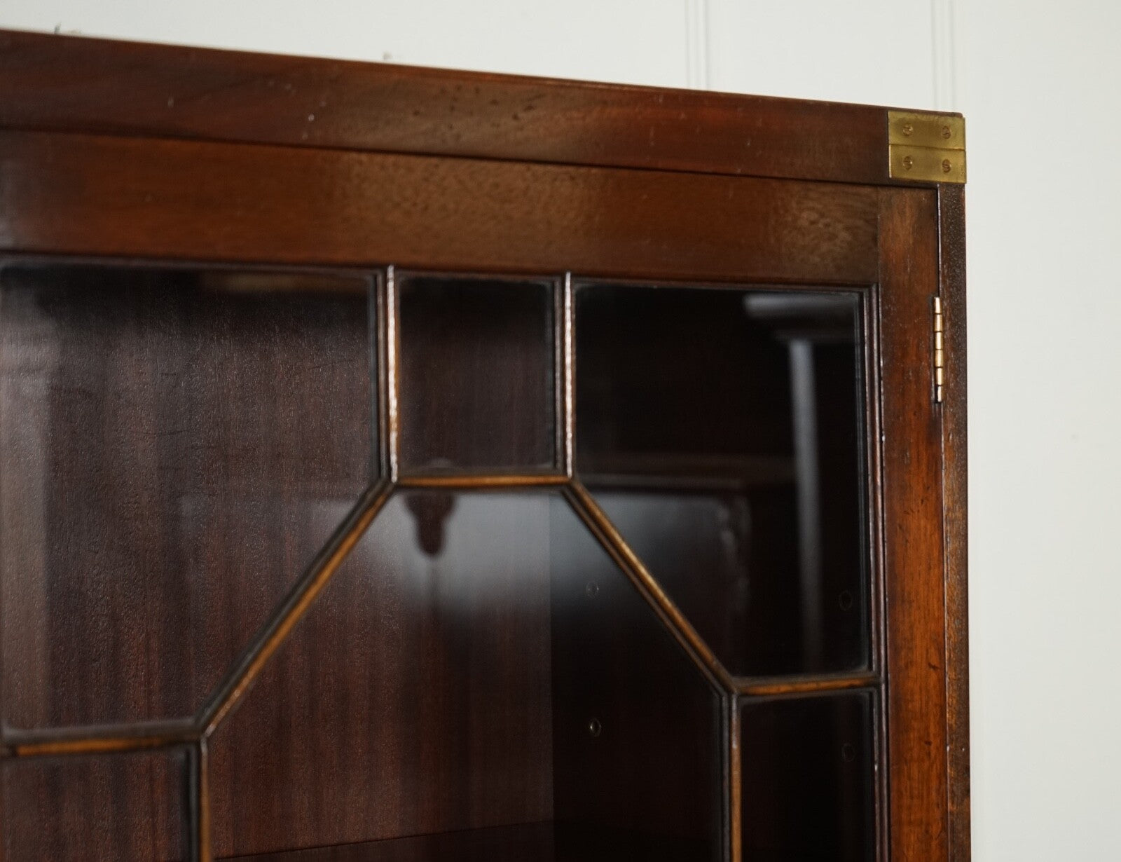 VINTAGE BEVAN FUNNELL MILITARY CAMPAIGN ASTRAL GLAZED LIBRARY DISPLAY CABINET