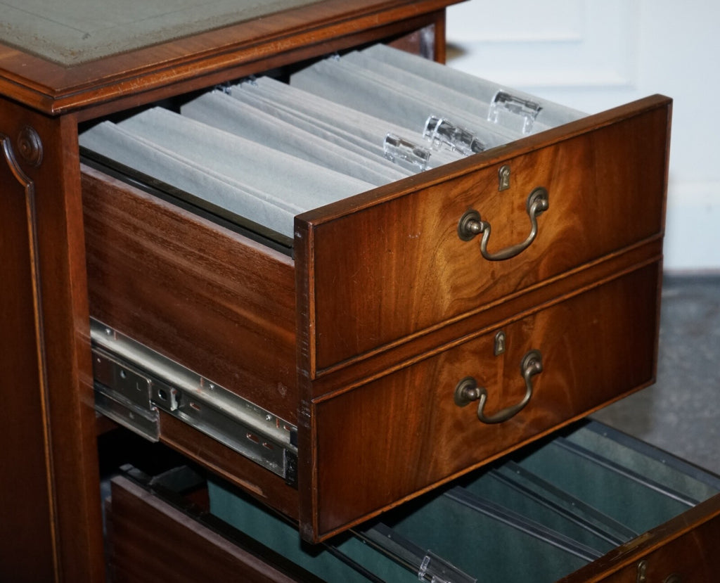 BEVAN FUNNELL FILLING CABINET RARE SAGE BLUE LEATHER VARIOUS SIZE FOLDERS