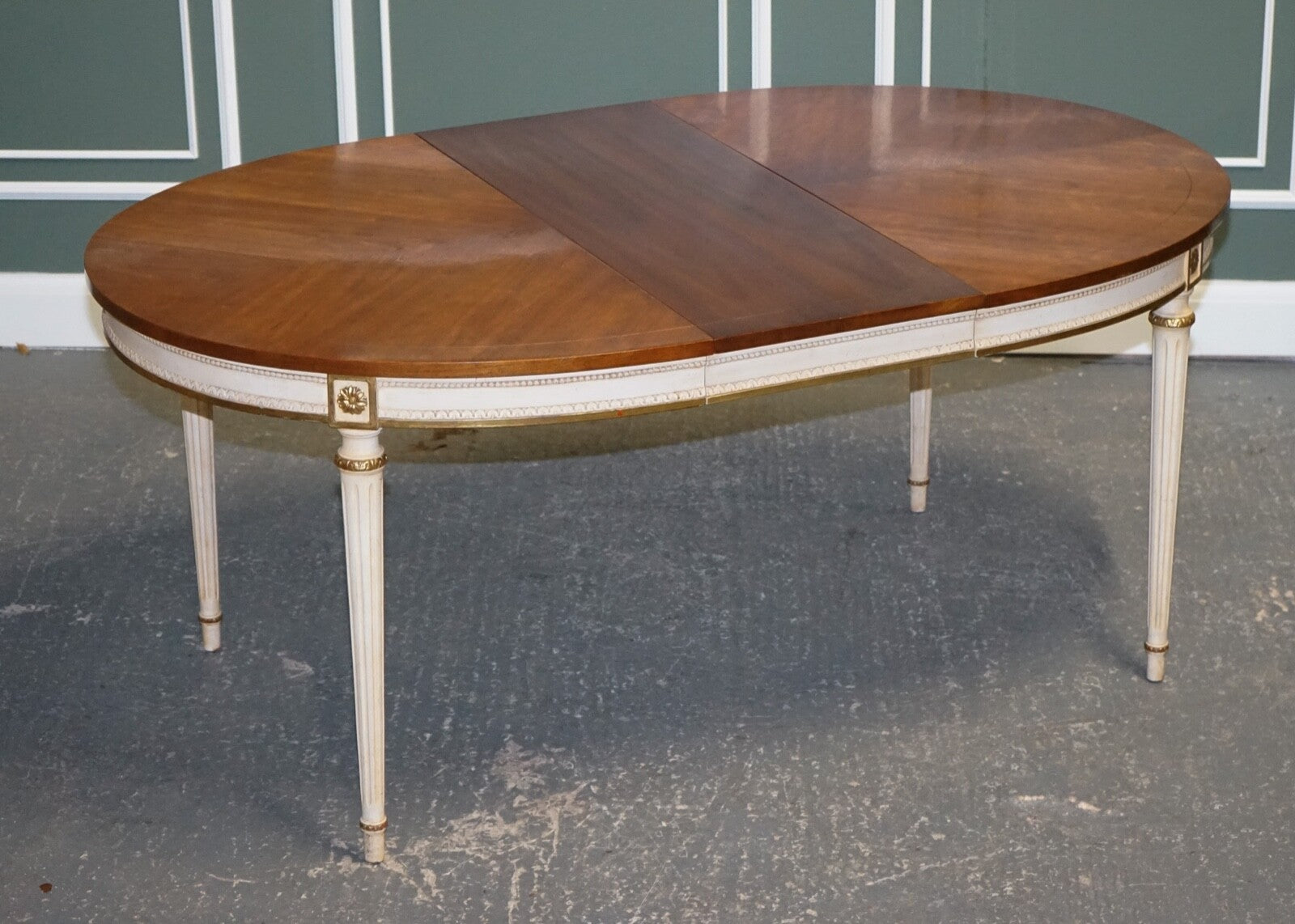 KINDEL FURNITURE CHERRYWOOD & HANDPAINTED GILDWOOD EXTENDABLE DINING TABLE