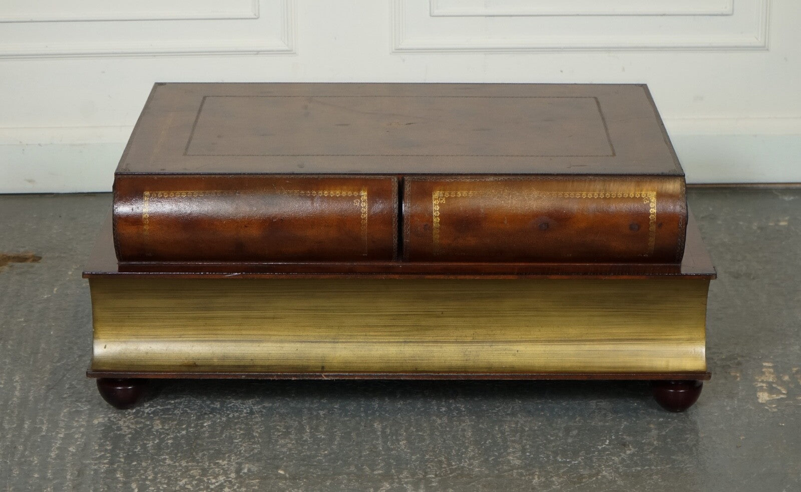 VINTAGE THEODORE ALEXANDER SCHOLARS STACK LIBRARY BOOKCASES COFFEE TABLE DRAWER