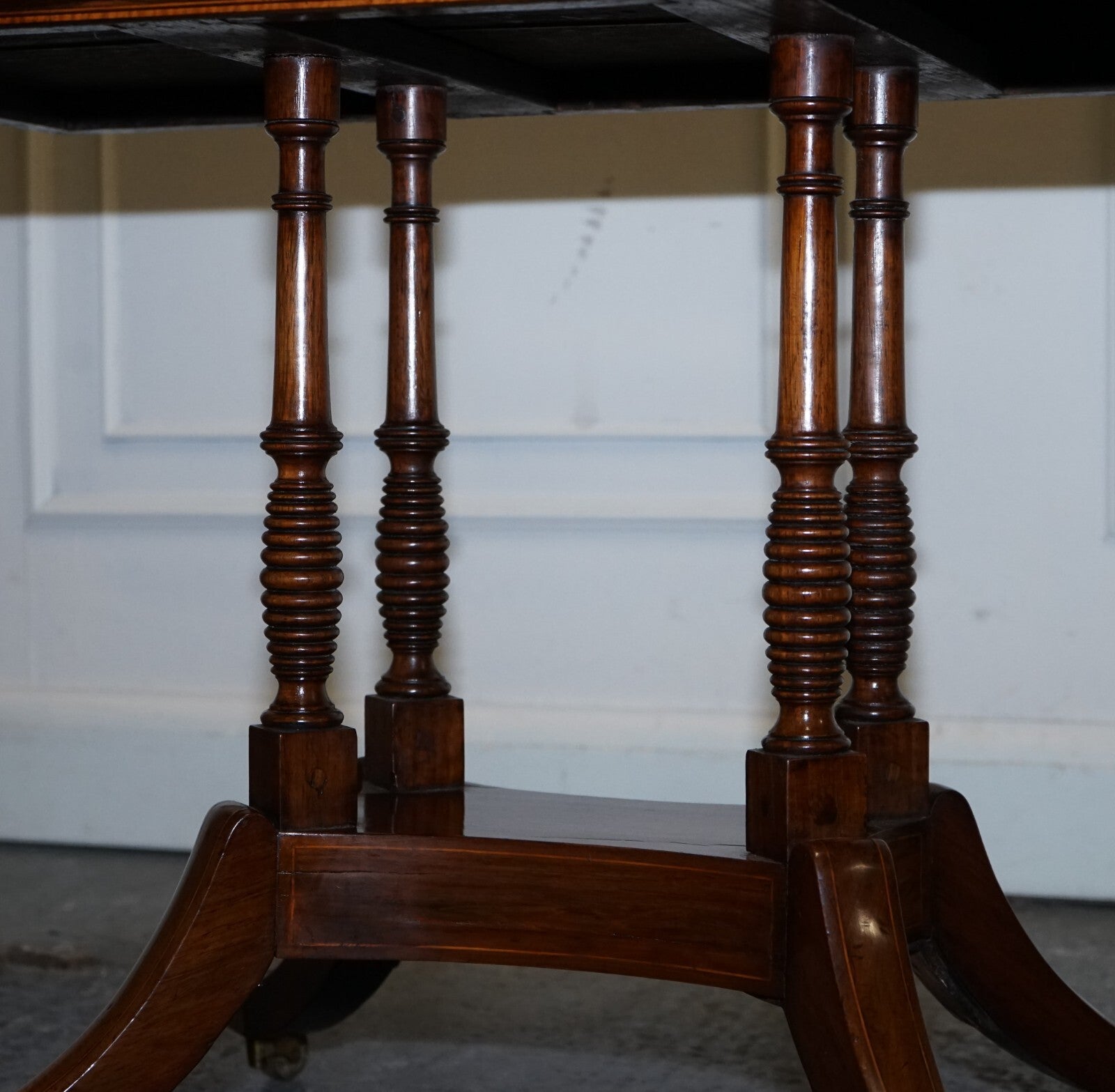 FULLY RESTORED GEORGIAN GAMES CARD FOLDING TABLE ON ORIGINAL BRASS CASTORS