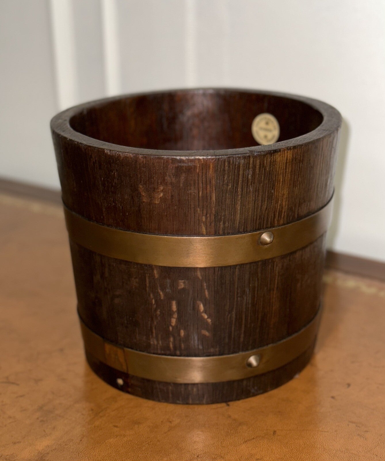 R A LISTER & CO OAK 1900s EDWARDIAN BUCKET WITH BRASS BRACES