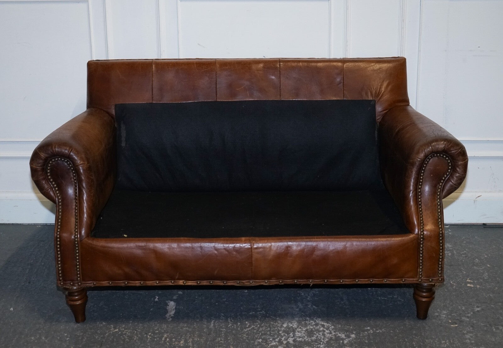 VINTAGE HALO TIMOTHY OULTON BALMORAL TWO SEATER BROWN HERITAGE LEATHER SOFA