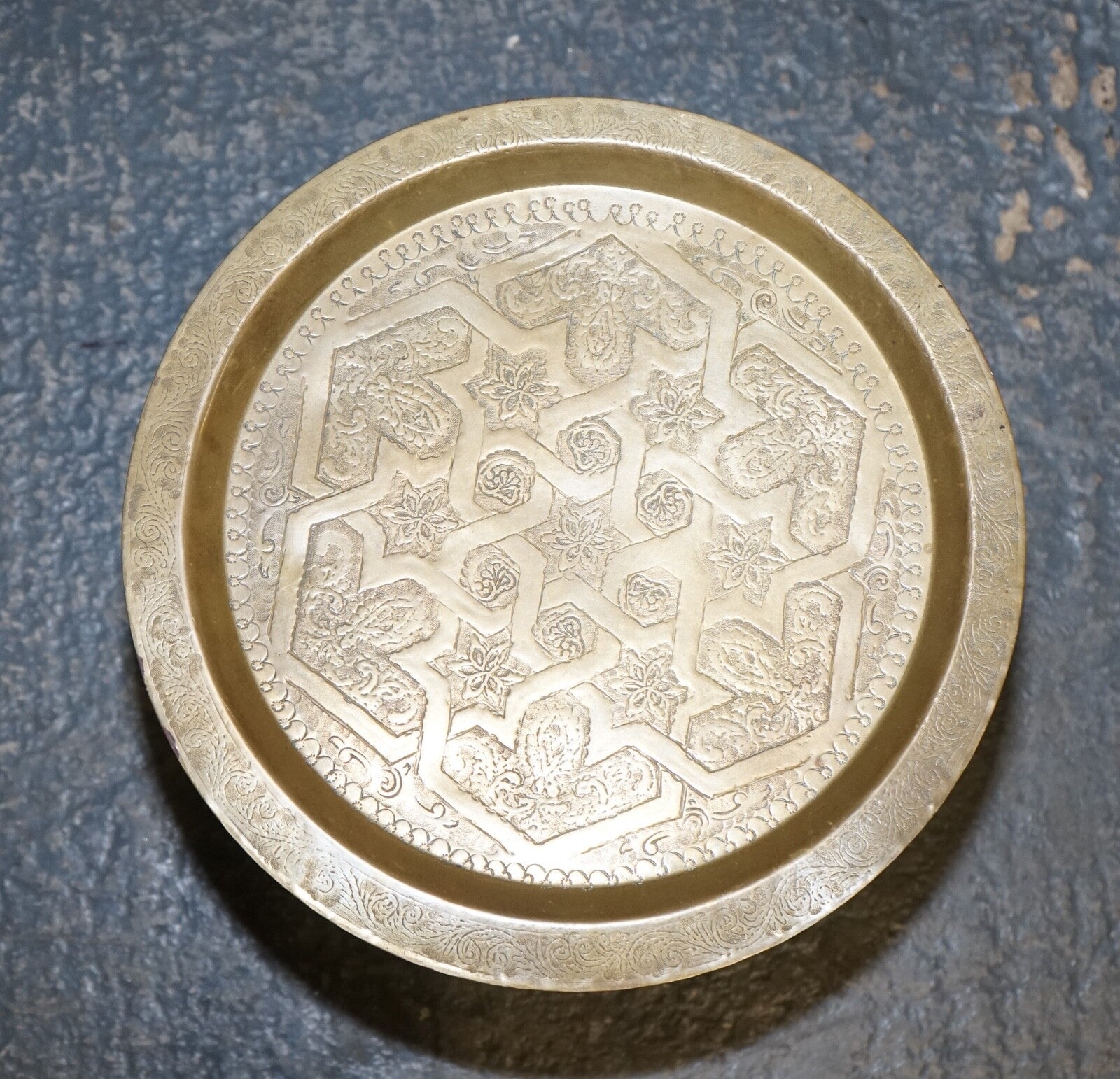 VINTAGE MOORISH MOROCCAN BRASS FOLDING TRAY TABLE
