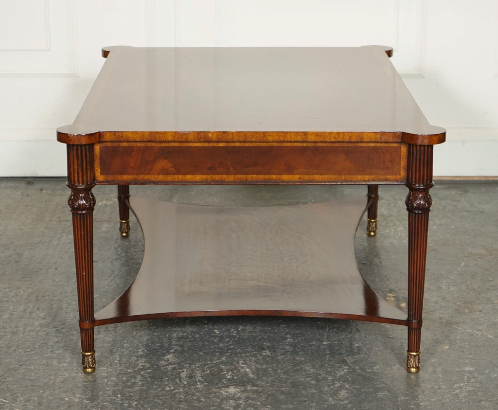 REGENCY STYLE COFFEE TABLE WITH FOUR DRAWERS BRASS FEET