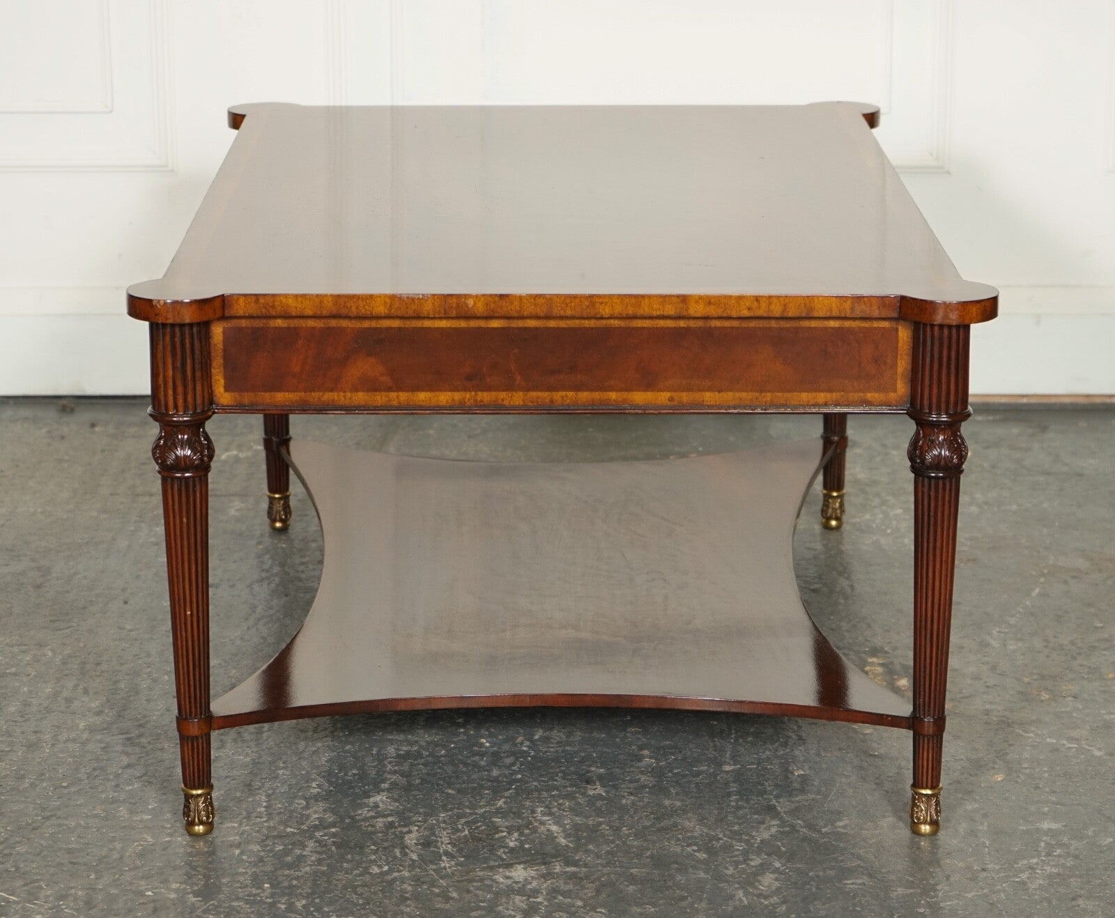 REGENCY STYLE COFFEE TABLE WITH FOUR DRAWERS BRASS FEET