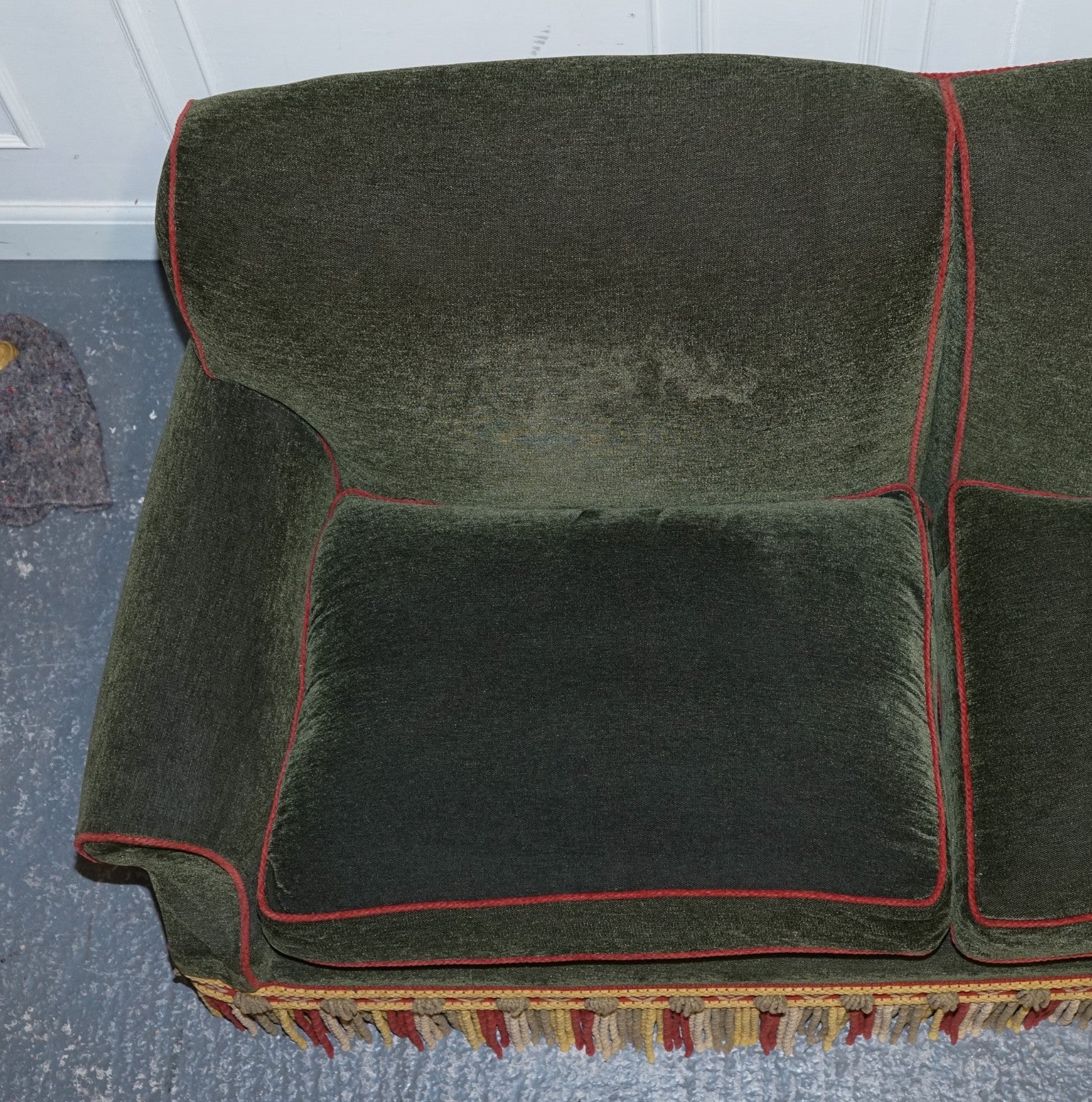 PETER DUDGEON BRITISH HANDMADE GREEN FABRIC HOWARD STYLE 3 SEATER SOFA RRP£12000