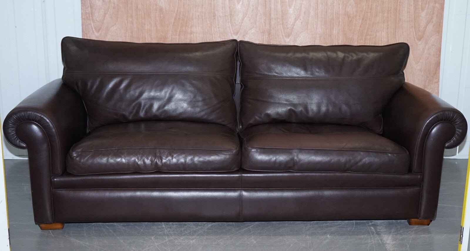 HARRODS DIVINE DURESTA GARRICK 3 SEATER BROWN LEATHER FEATHER FILLED RRP £5,000