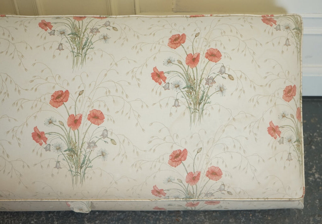 LARGE ANTIQUE VICTORIAN POPPY FLOWER PATTERN FABRIC OTTOMAN CHEST TRUNK  J1