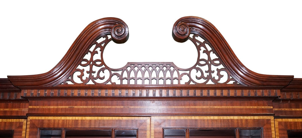 LARGE GEORGIAN STYLE MAHOGANY BREAKFRONT BOOKCASE COUNCILL FURNITURE