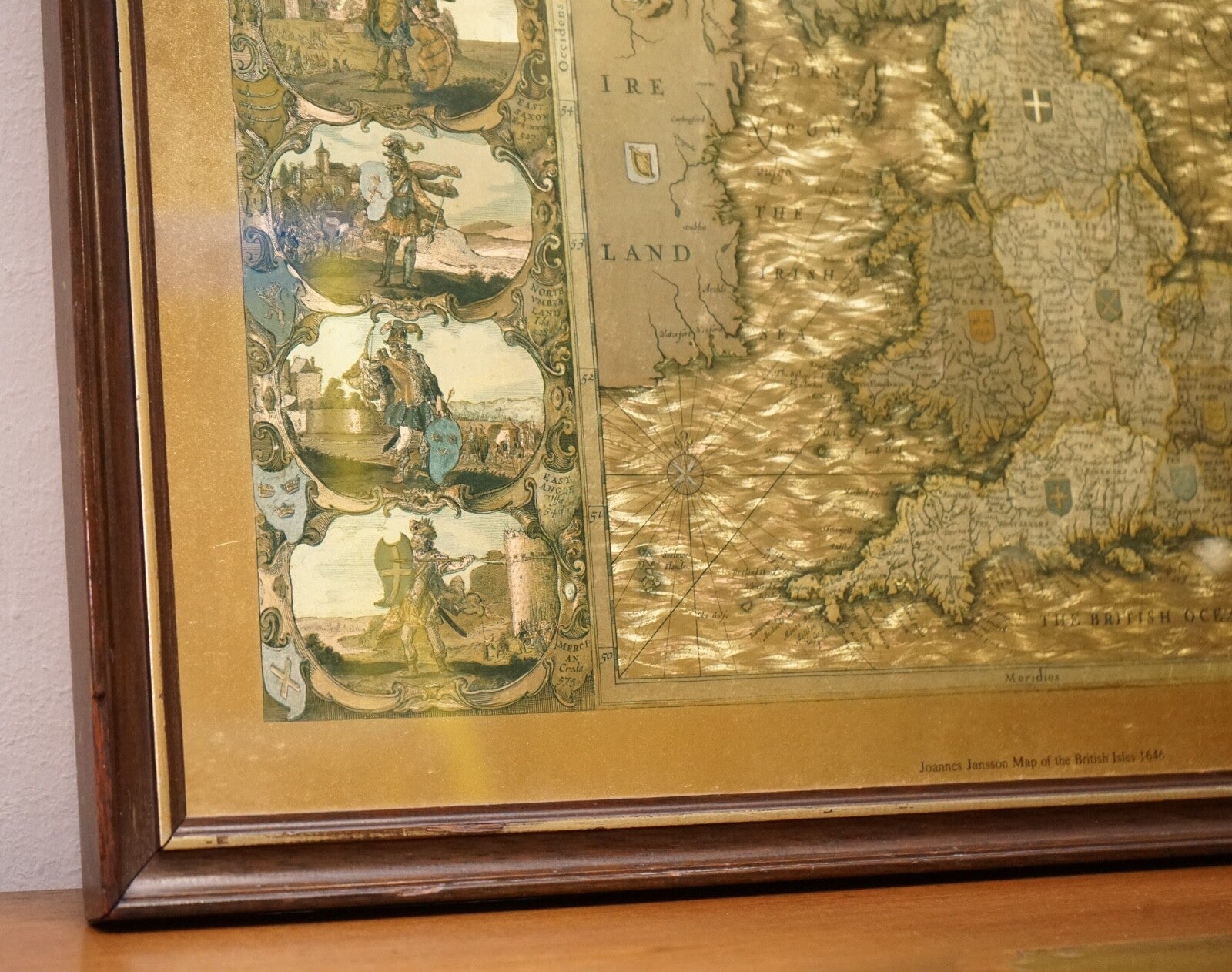 VINTAGE GOLD FOIL MAP OF THE BRITISH ISLES 1646 BY JOANNES JANSSEN