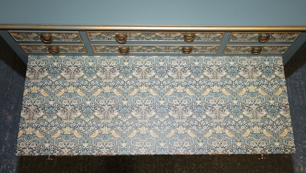 EUCALYPTUS GREEN & GOLD CONSOLE TABLE SIDEBOARD STRAWBERRY THIEF WILLIAM MORRIS