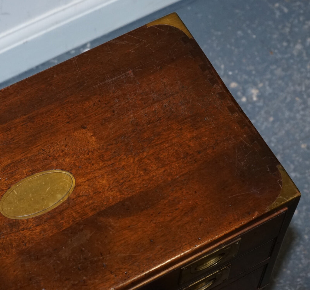 VINTAGE HARRODS KENNEDY BRASS MILITARY CAMPAIGN CHEST OF DRAWERS