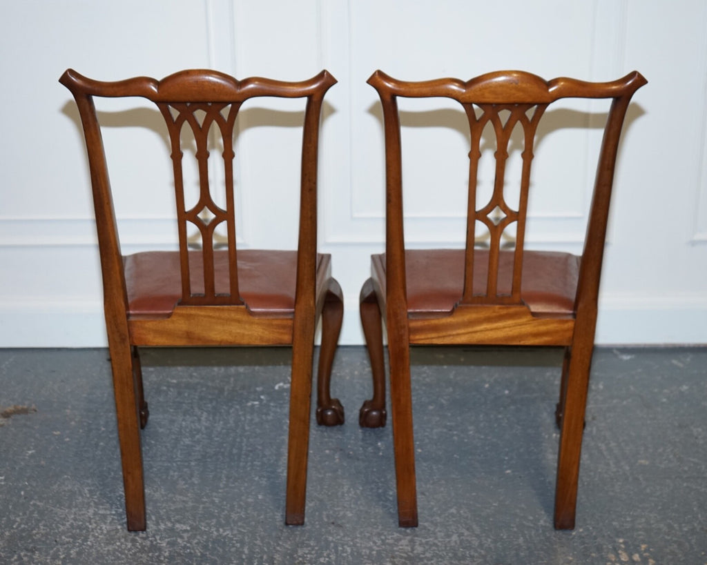 CHIPPENDALE STYLE 5 DINING CHAIRS WITH LEATHER SEATS PERFECT FOR ROUND TABLE