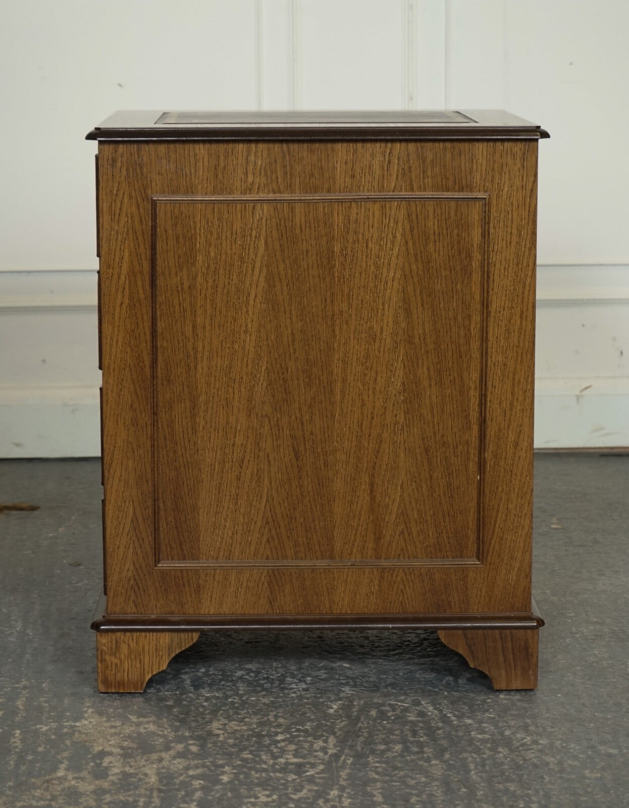 VINTAGE OAK OFFICE FILLING CABINET TWO DRAWERS BROWN LEATHER TOP PART OF SUITE