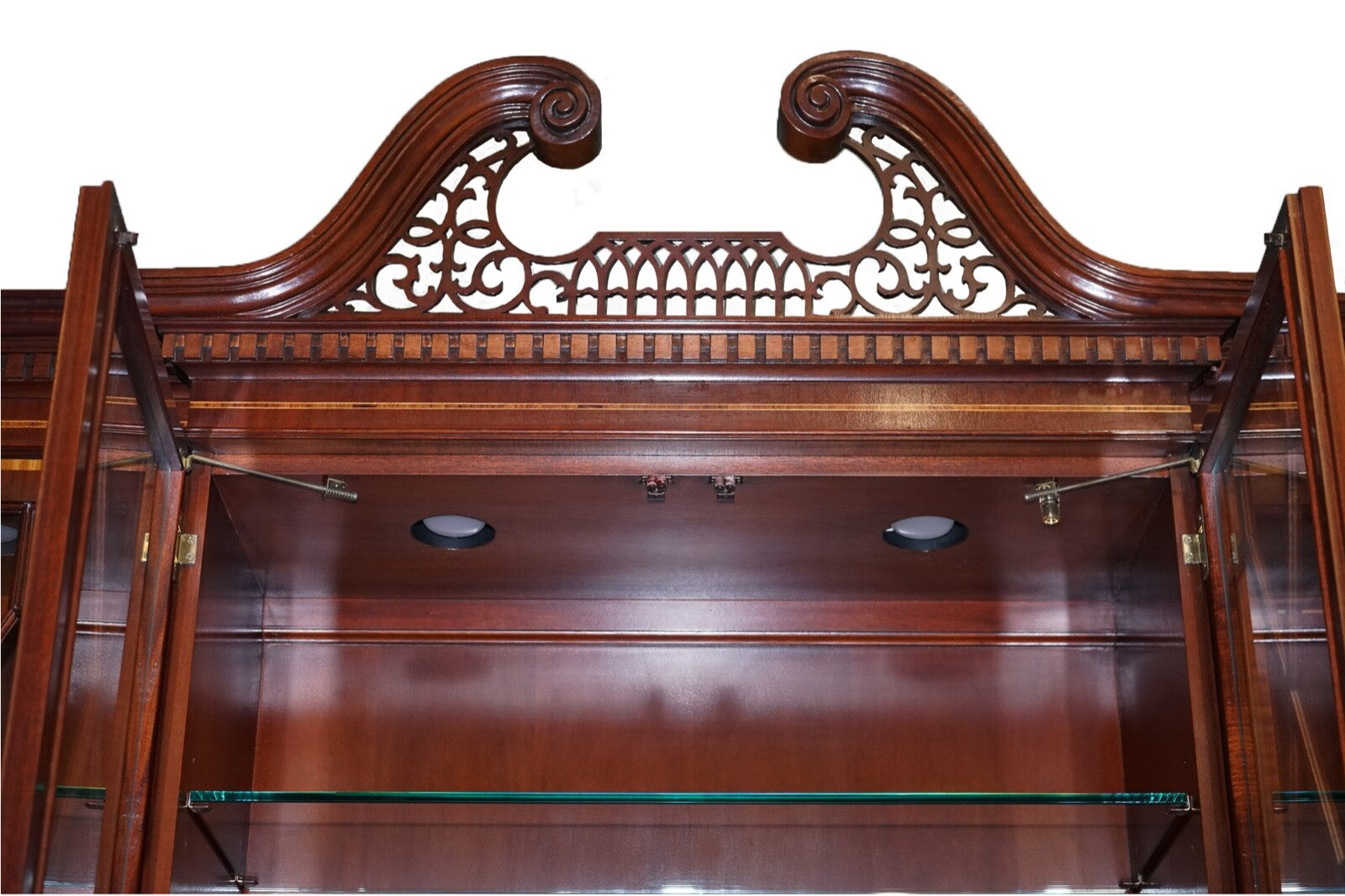 LARGE GEORGIAN STYLE MAHOGANY BREAKFRONT BOOKCASE COUNCILL FURNITURE