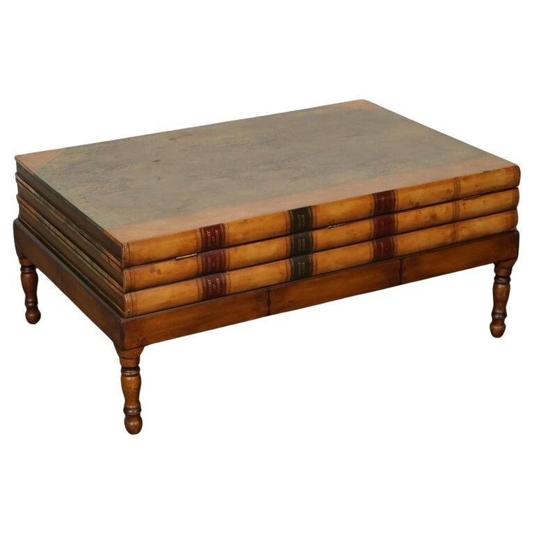 LOVELY VINTAGE FAUX STACK OF BOOKS COFFEE TABLE INTERNAL STORAGE J1