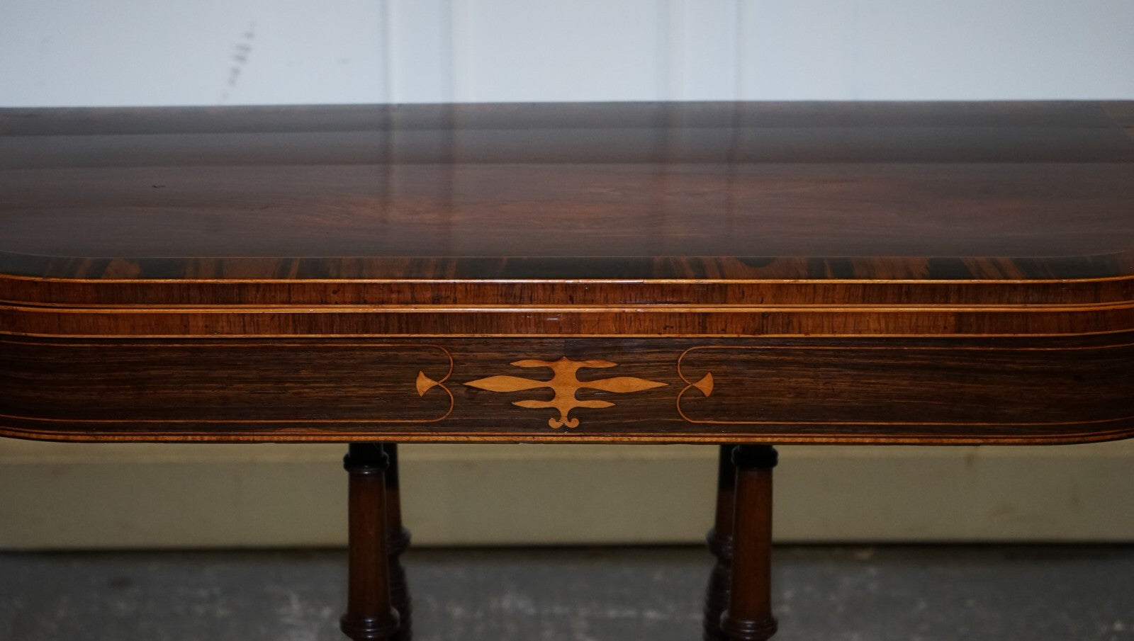 FULLY RESTORED GEORGIAN GAMES CARD FOLDING TABLE ON ORIGINAL BRASS CASTORS