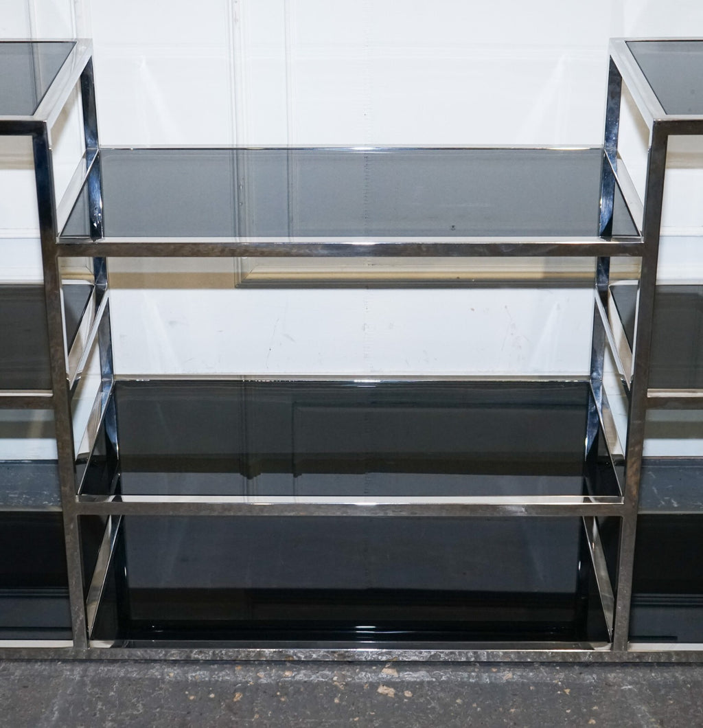 SHOWROOM CASA PADRINO SMOKED GLASS POLiSHED STAINLESS STEEL CONSOLE TABLE