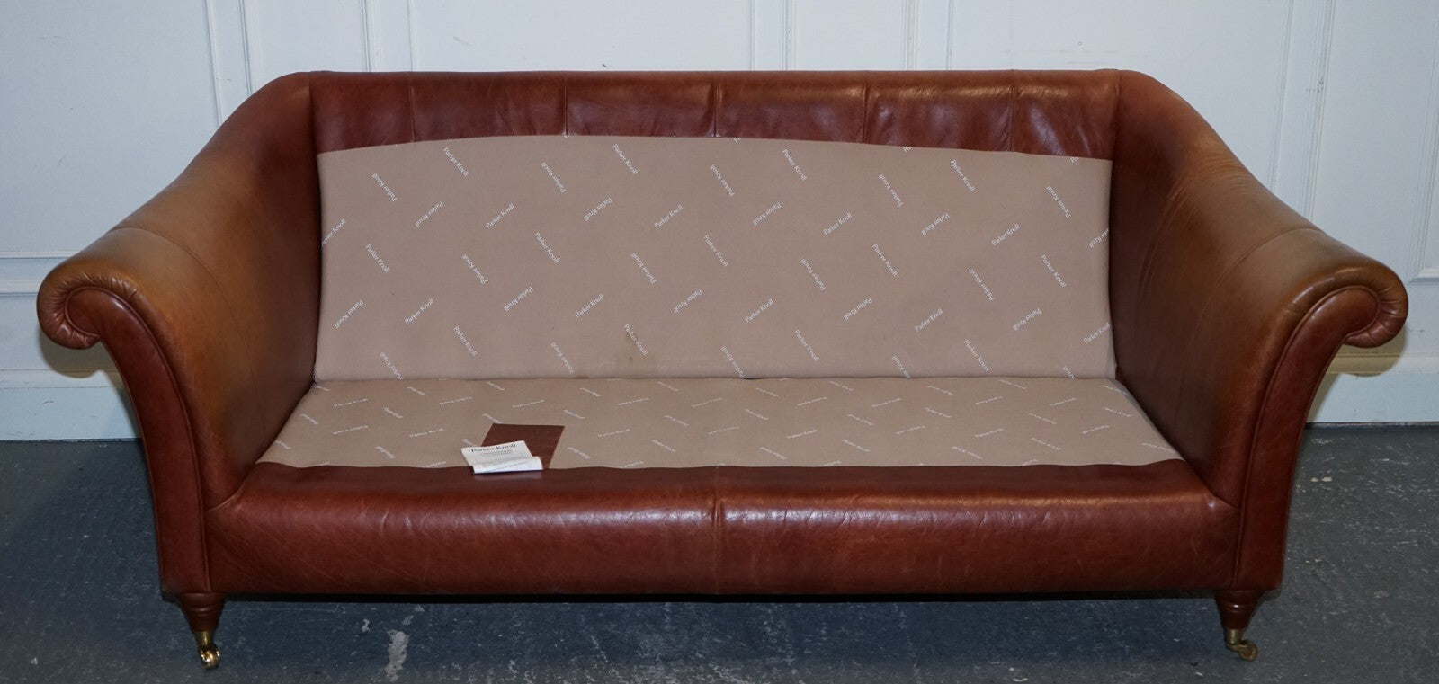 VINTAGE BROWN LEATHER TWO SEATER PARKER KNOLL SOFA