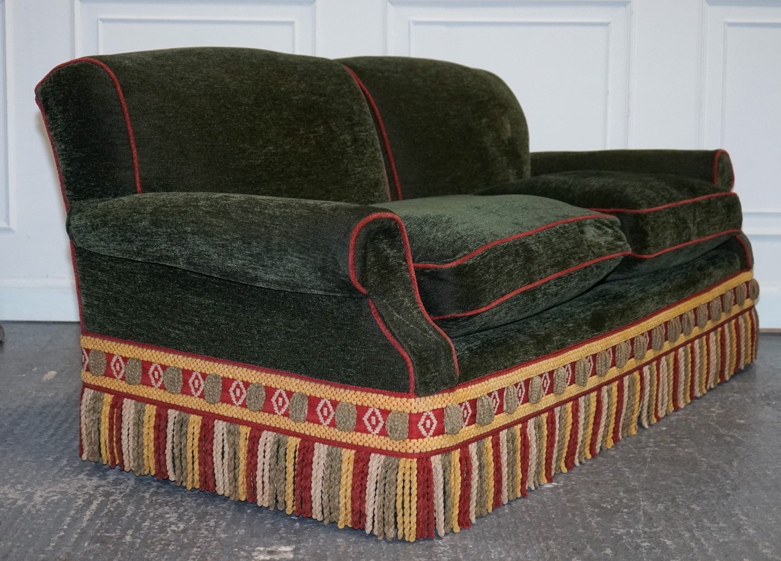 PETER DUDGEON BRITISH HANDMADE GREEN FABRIC HOWARD STYLE 3 SEATER SOFA RRP£12000