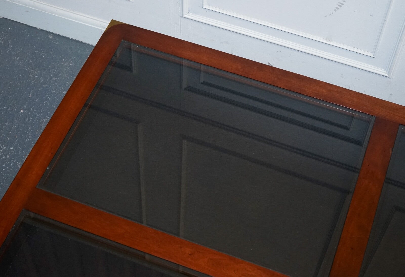 VERY LARGE COFFEE TABLE WITH INLAID GLASS PANELS  MADE BY KENNEDY HARRODS