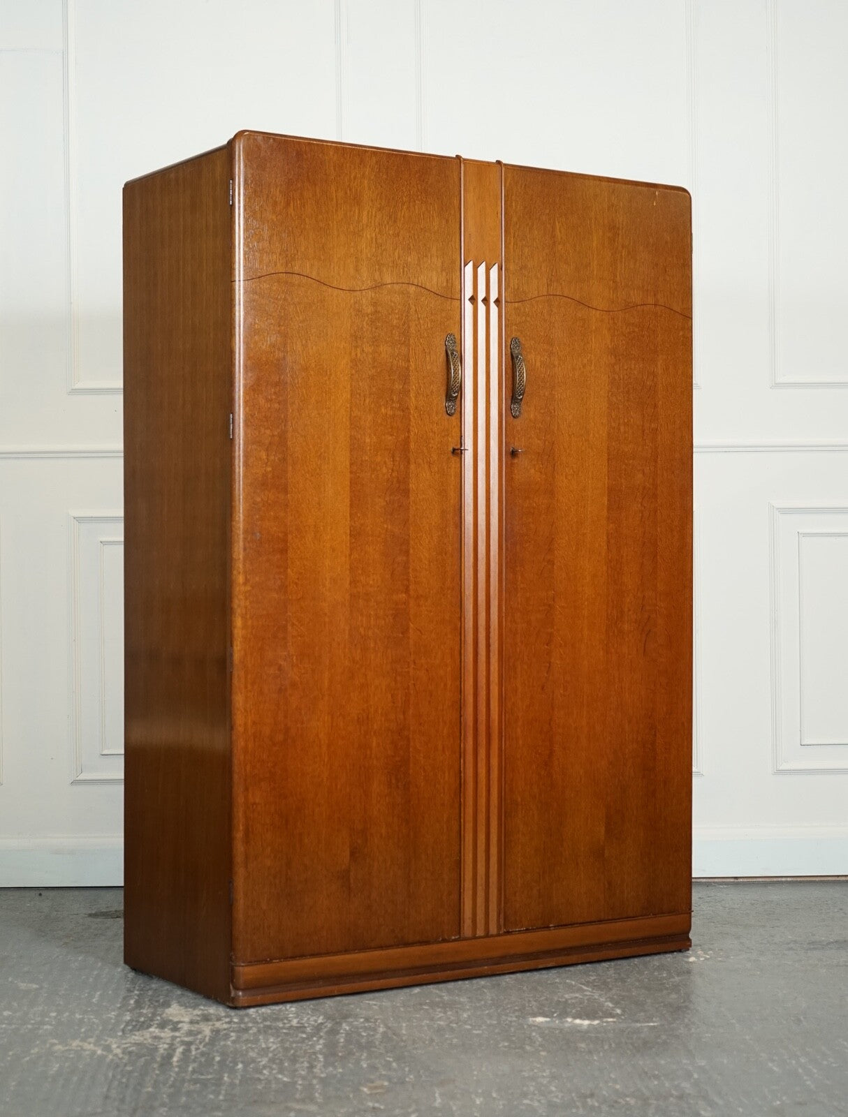 VINTAGE ART DECO MAHOGANY TWO DOOR WARDROBE BY LEBUS FURNITURE J1