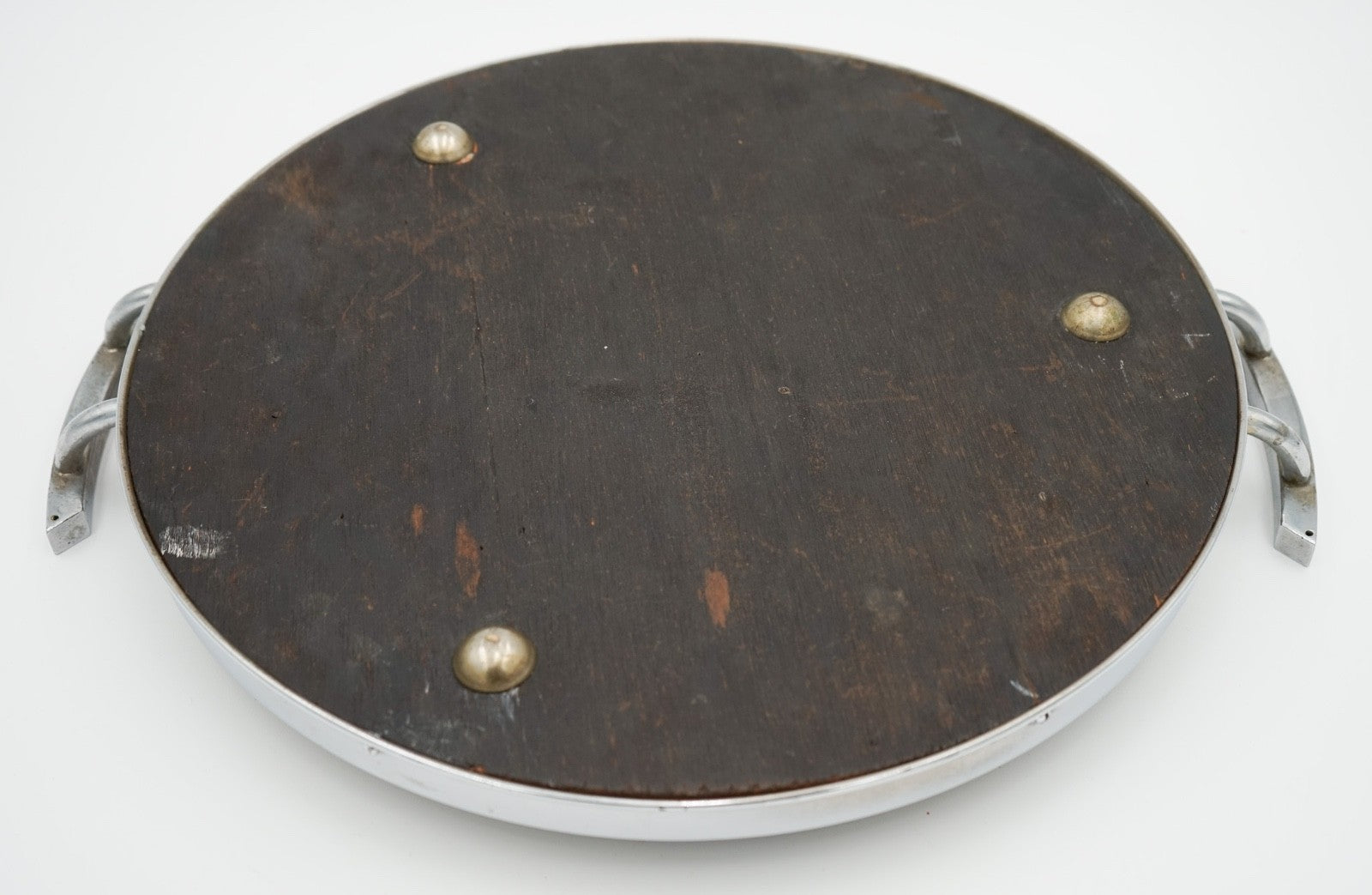 VINTAGE CIRCULAR BRAZILIAN RIO DE JANEIRO METAL TRAY REAL MORPHO BUTTERFLY WINGS