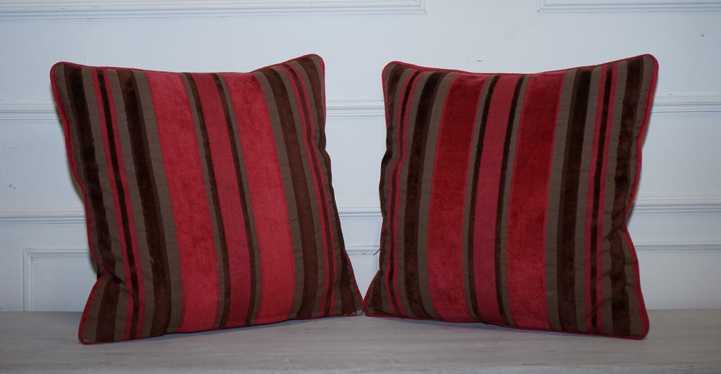 PAIR OF ALEXANDER & JAMES HUDSON STRIPEY SCATTER CUSHIONS